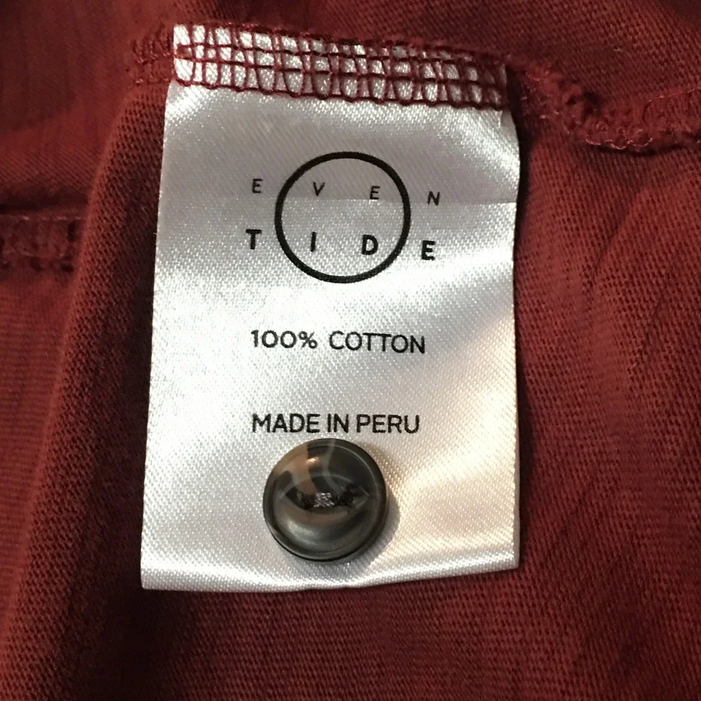 Even Tide Henley Shirt Mens XXL Red Short Sleeve 100% Cotton Peruvian Slub - Picture 4 of 9